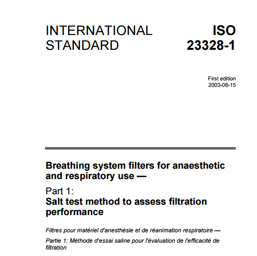 Anestezik ve solunum kullanımı için standart-iso 23328 solunum sistemi filtreleri